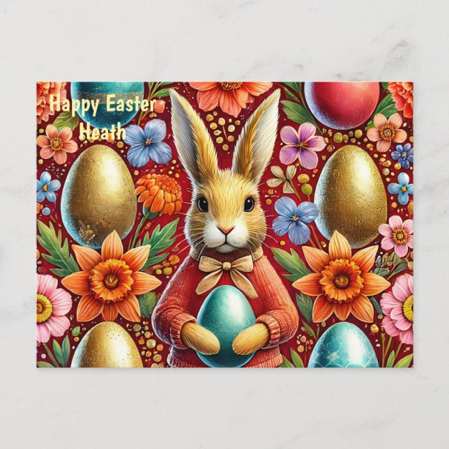 CARTÃO POSTAL DE FESTIVIDADES HEAT ~ FELZ PASCOA BUNNY GREETING ~ (Frente)