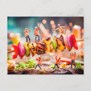 Cartão Postal De Festividades hélice de carregando de trabalhadores miniatura