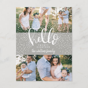 CARTÃO POSTAL DE FESTIVIDADES HELLO SNOW MULTI PHOTO NEW YEAR CARD