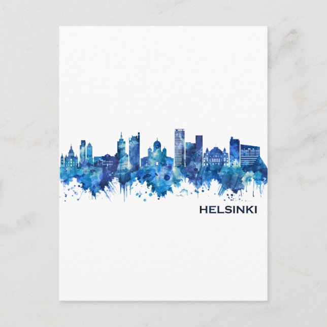 Cartão Postal De Festividades Helsínquia - Azul Skyline (Frente)