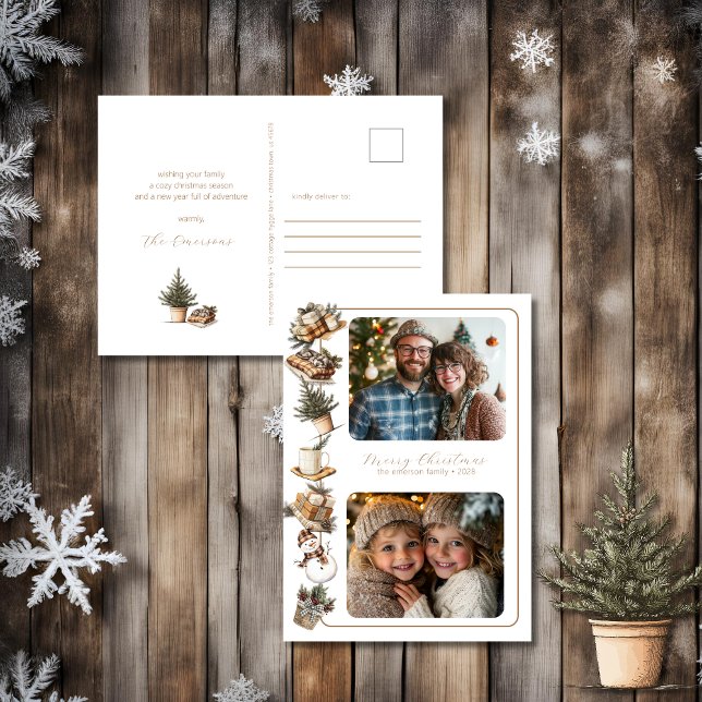 Cartão Postal De Festividades Hipoteca de algodão - Natal de duas fotos (Criador carregado)