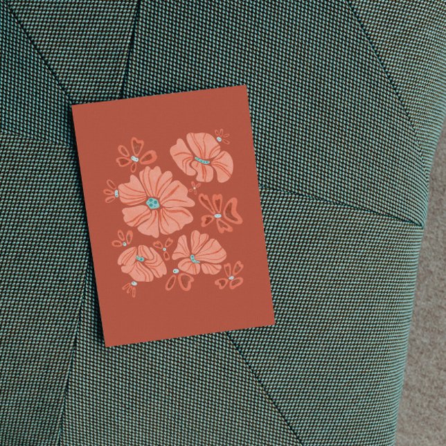 Cartão Postal De Festividades Hippie Blooms: Abstrato Red Flower Power Trabalho  (Criador carregado)