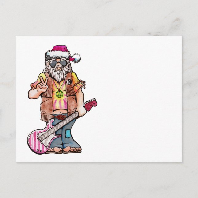 Cartão Postal De Festividades Hippie Santa (Frente)