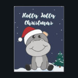 Cartão Postal De Festividades Hippo Merry Christmas Winter Animais Hippos Holida<br><div class="desc">O hipopótamo a suavidade com luzes justas. Animais engraçados com presentes e neve até as férias. Também é engraçado para o Natal em julho. Hippos são animais doces e perfeitos para o Natal.</div>