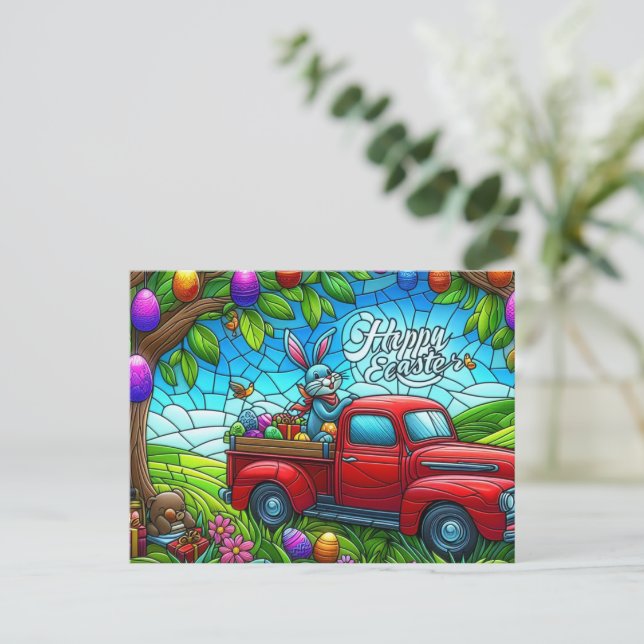 Cartão Postal De Festividades Hippo Páscoa Roxo (Em pé/Frente)