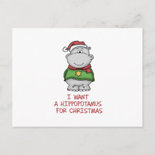 Cartão Postal De Festividades Hippopotamus for Christmas - Cute Hippo Design