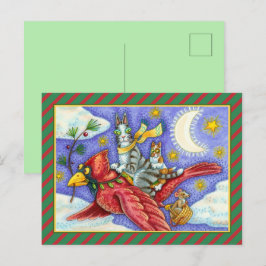 CARTÃO POSTAL DE FESTIVIDADES HISS N' FITZ ENGRAÇADO GATOS, GIGANTE CARDINAL DE