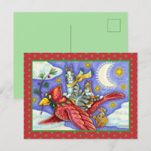 CARTÃO POSTAL DE FESTIVIDADES HISS N' FITZ ENGRAÇADO GATOS, GIGANTE CARDINAL DE 