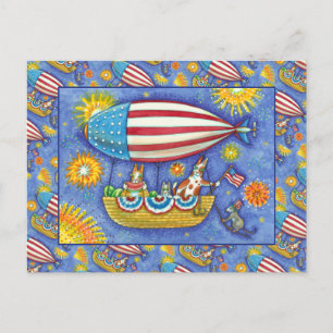 Cartão Postal De Festividades HISS N' FITZ GATOS 4 DE JULHO ZEPPELIN Engraçado