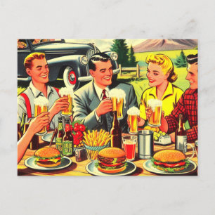 Cartão Postal De Festividades Histórias em quadrinhos de Retro Picnic