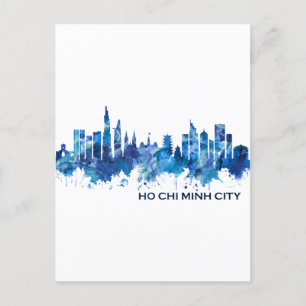 Cartão Postal De Festividades Ho Chi Minh Cidade Vietnã Skyline Azul