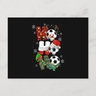 Cartão Postal De Festividades Ho Ho Ho Chapeu de Natal de Reni de Futebol Engraç