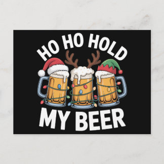 Cartão Postal De Festividades Ho Ho Hold My Beer Christmas Deer Santa Hat Xmas