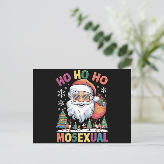 Cartão Postal De Festividades Ho Ho Homossexual Papai noel de Natal (Em pé/Frente)