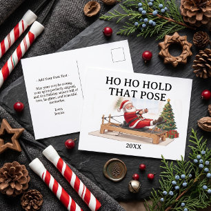 Cartão Postal De Festividades Ho Ho Segure Essa Pose Funny Santa Pilates Natal