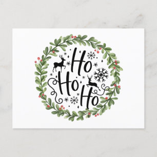 Cartão Postal De Festividades Ho Ho Watercolor Wreath