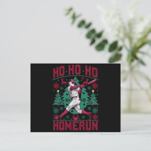 Cartão Postal De Festividades Ho Homerun Baseball Febre Suéter de Natal Feio