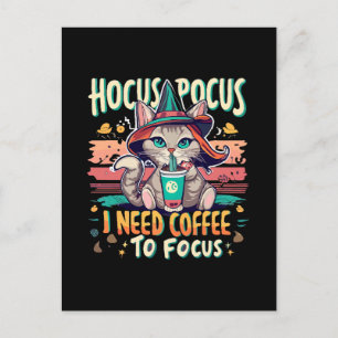 Cartão Postal De Festividades Hocus Focus - Preciso de café para me concentrar