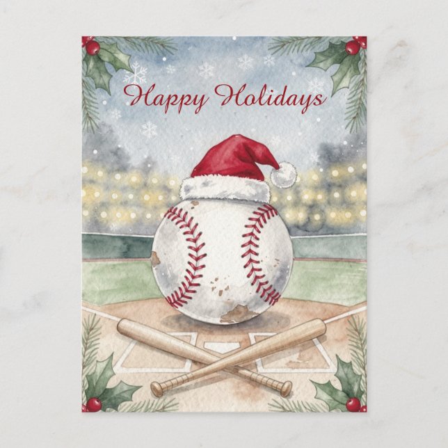 Cartão Postal De Festividades Holiday Baseball Christmas Cards (Frente)