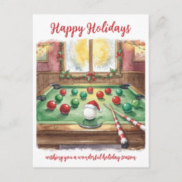 Cartão Postal De Festividades Holiday Billiard player Christmas Cards