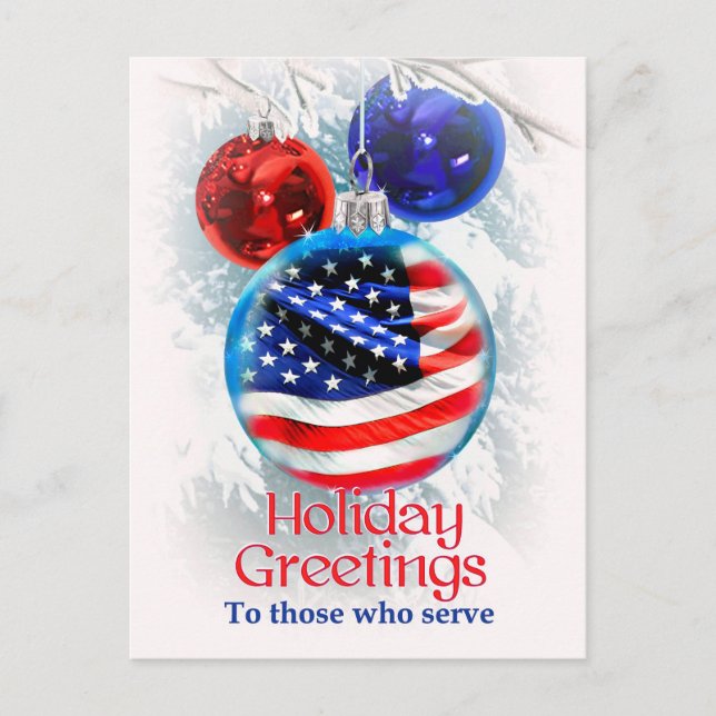 Cartão Postal De Festividades Holiday Greetings to Military Troops, Christmas (Frente)