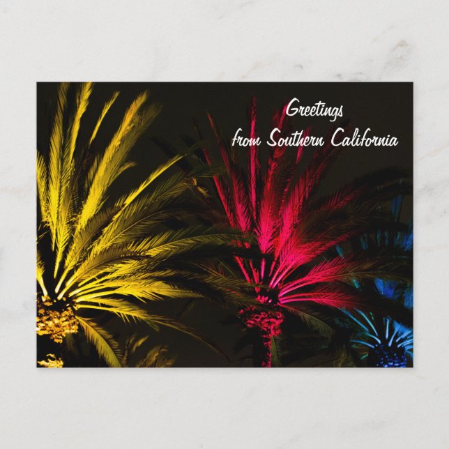 Cartão Postal De Festividades Holiday Lights Palm Tree Postcard (Frente)