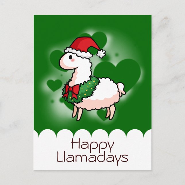Cartão Postal De Festividades Holiday Llama Elf (Frente)
