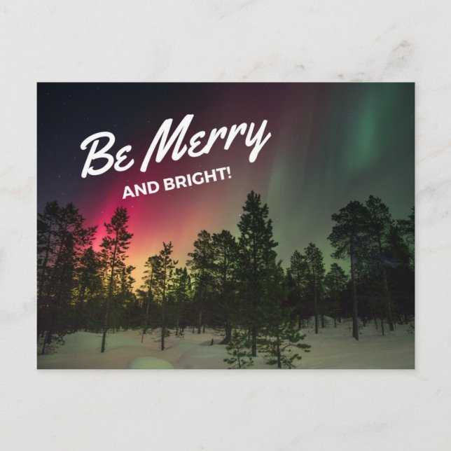 Cartão Postal De Festividades Holiday Merry & Bright Northern Lights Postcard (Frente)