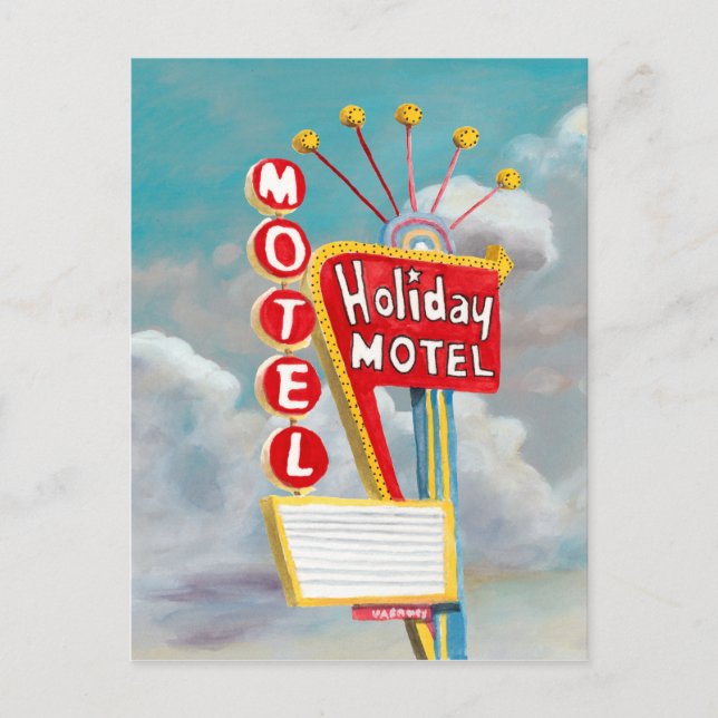 Cartão Postal De Festividades Holiday Motel Sign (Frente)