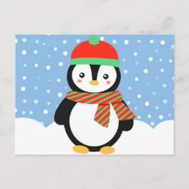 Cartão Postal De Festividades Holiday Penguin