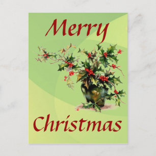 Cartão Postal De Festividades Holly Deixa Cartão-postal