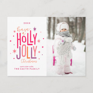 Cartão Postal De Festividades Holly Jolly Christmas
