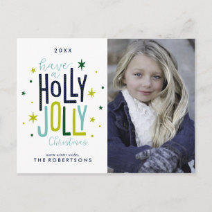 Cartão Postal De Festividades Holly Jolly Christmas