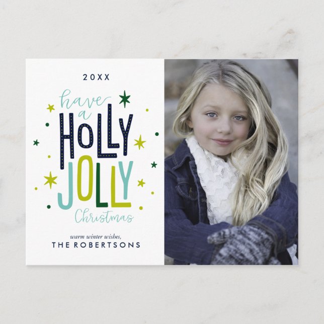 Cartão Postal De Festividades Holly Jolly Christmas (Frente)