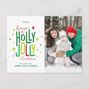 Cartão Postal De Festividades Holly Jolly Christmas