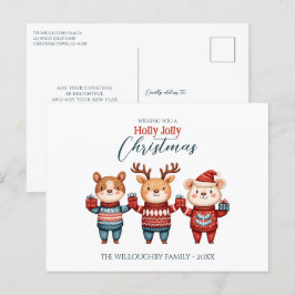 Cartão Postal De Festividades Holly Jolly Christmas