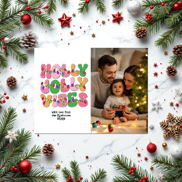 Cartão Postal De Festividades "Holly Jolly Vibes" Foto das Luzes de Natal