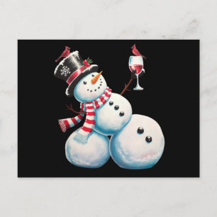 Cartão Postal De Festividades Homem de Neve Com Vinho Natal Presente de Natal Di