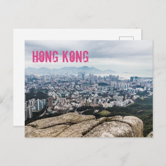Cartão Postal De Festividades Hong Kong Lion Hill Skyline Panorama Souvenir (Frente/Verso)