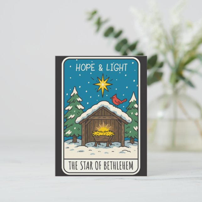 Cartão Postal De Festividades Hope & Light Star of Bethlehem Nativity Scene (Em pé/Frente)