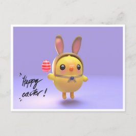 Cartão Postal De Festividades Hoppy Chickling-Easter chicklet with bunny hat