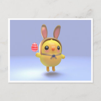 Cartão Postal De Festividades Hoppy Chickling- Easter chicklet with bunny hat