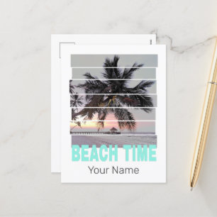 Cartão Postal De Festividades Hora da Praia Vintage Pier Palm Tree Sunset Souven