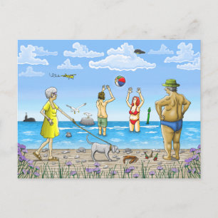 Cartão Postal De Festividades Hora de verão na praia