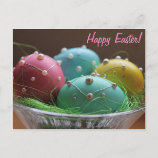 Cartão Postal De Festividades Horiz. "Happy Easter" Colorful Eggs