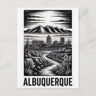 Cartão Postal De Festividades Horizonte de Albuquerque Novo México Preto e Branc
