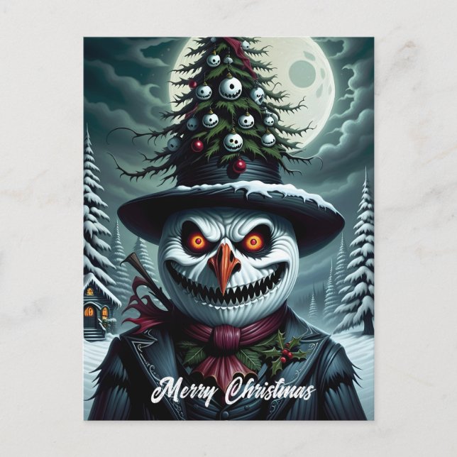 Cartão Postal De Festividades Horror Snowman Natal (Frente)