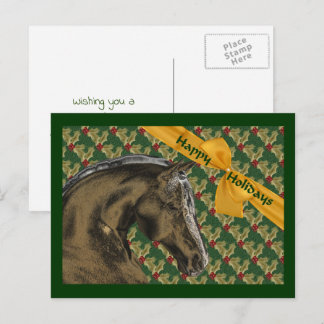 Cartão Postal De Festividades Horse And Holly Christmas Holiday Customizable