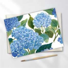 Cartão Postal De Festividades Hortênsias Azuis | Belo Arbusto Floral