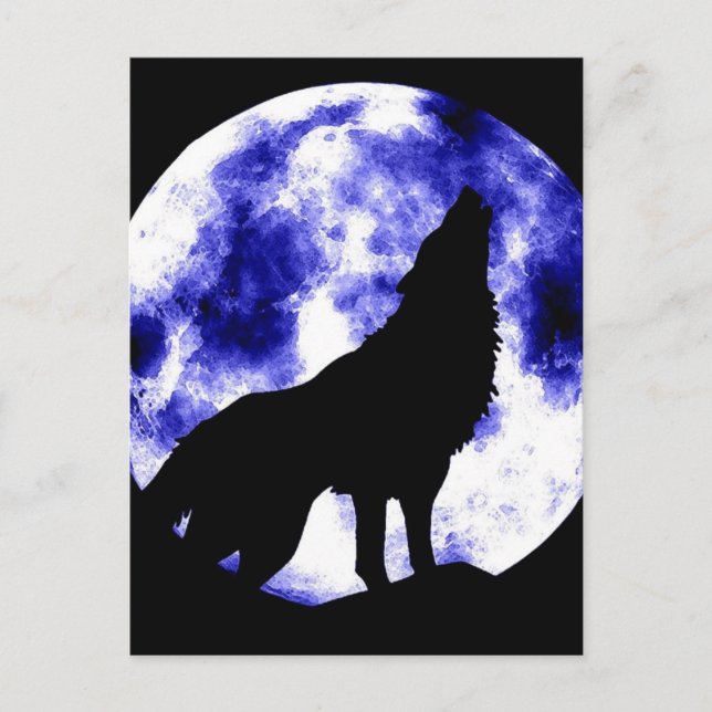 Cartão Postal De Festividades Howling Wolf na Lua (Frente)